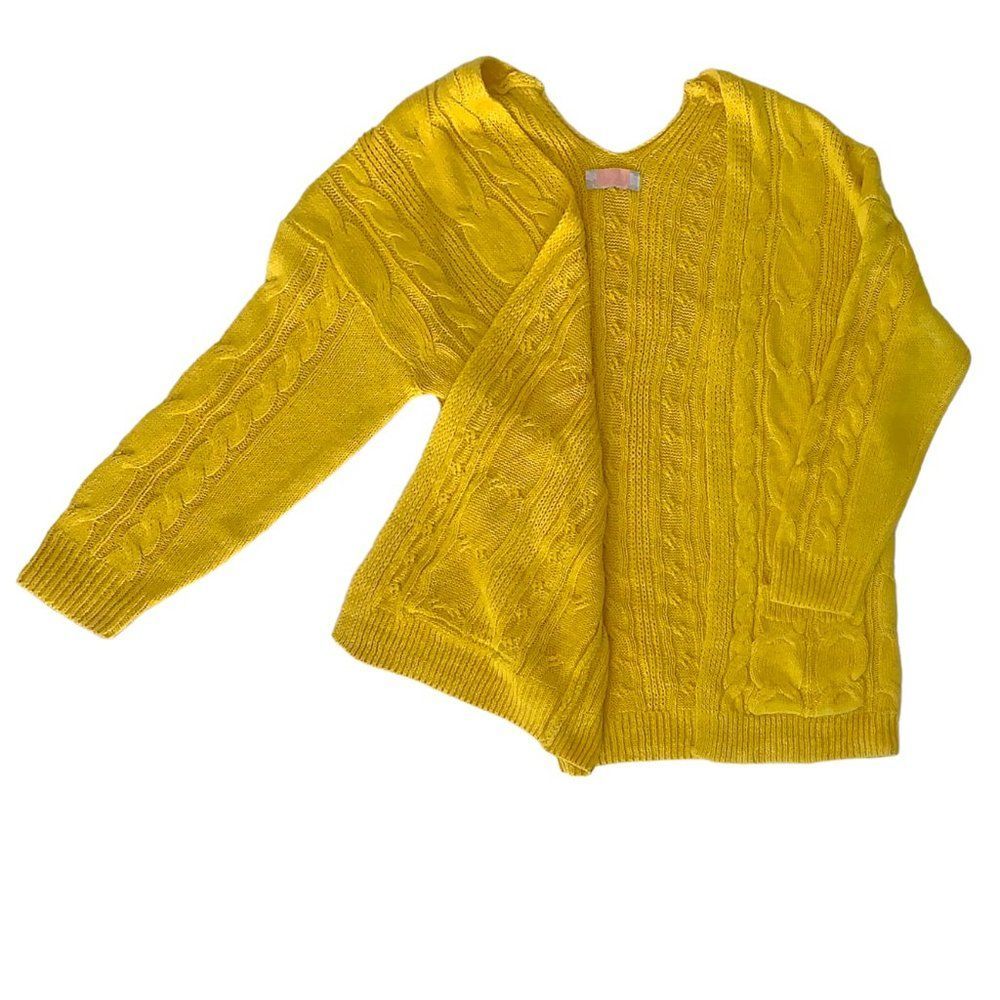 C+D+M Mustard Yellow Cable Knit Cardigan Sweater